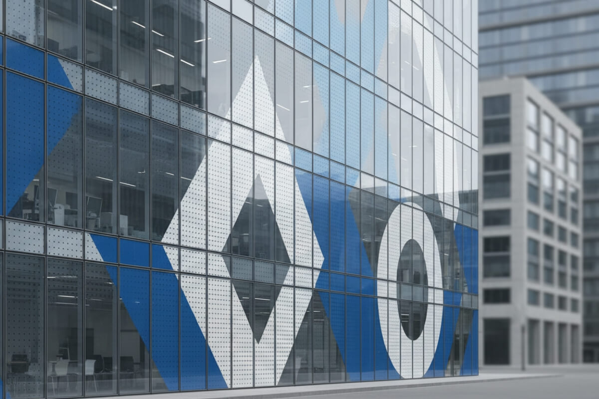 Indoor perforated glass branding nyc